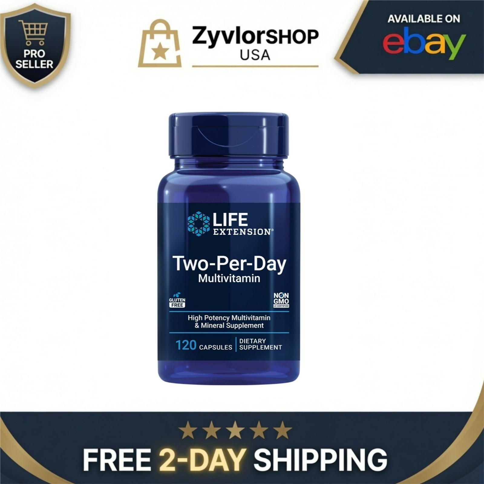 Life Extension Two-Per-Day Multivitamin – 120 Capsules, Non-GMO, Gluten-Free