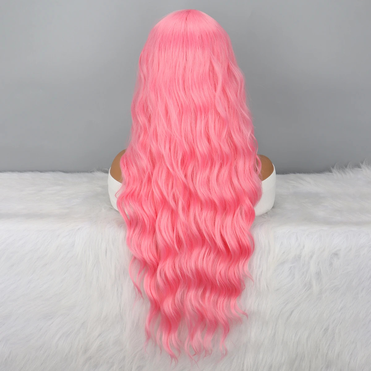 Long Wavy Middle Part Wig No Bangs Synthetic Curly Hair Women Party Cosplay