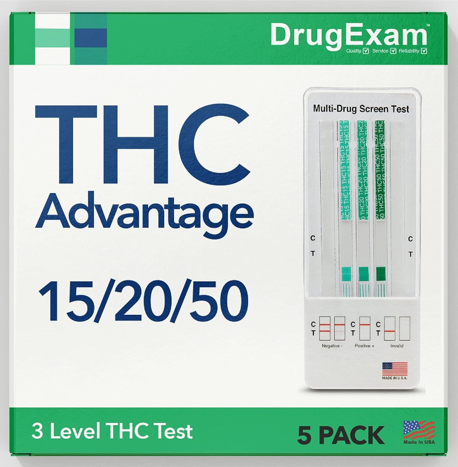 5 Pack – DrugExam THC Advantage Made in USA Multi Level Marijuana Home Test Kit