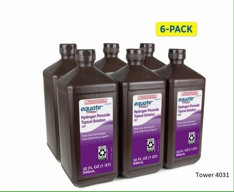 Equate 3% Hydrogen Peroxide Liquid Antiseptic, 6 Pack, (6 x 32 fl oz)