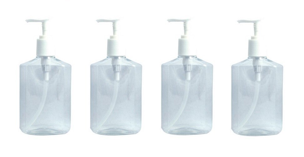 4 pcs 8 oz Clear Lotion Dispenser Bottle with pump 6″H x 3″W 1-1/2″ diameter NEW