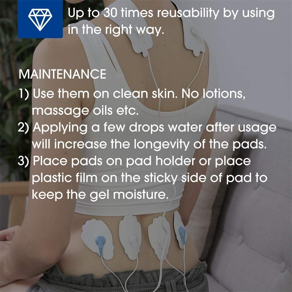 40Pcs Tens Electrode Pads Replacement Massager Pads Self-Adhesive Reusable