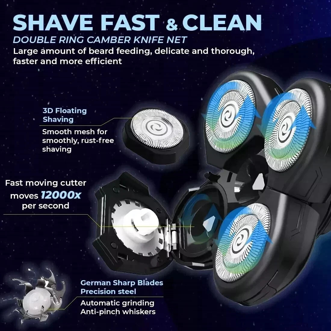 3 PACK Replacement Blades for Freebird Flex Series Head Shaver Replacement Blade