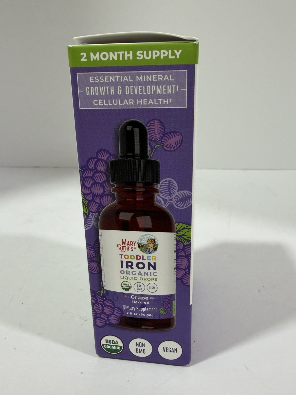 Toddler Iron Organic Liquid Drops 1-3 Years Grape 3.5 mg 2 fl oz/60 ml BB:11/26