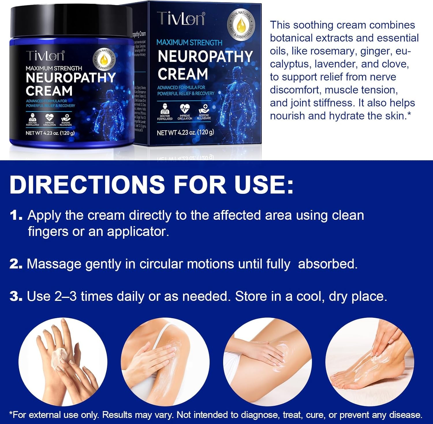 Neuropathy Nerve Care Cream for Feet, Hands, Legs & Toes – Fast-Acting with Natu
