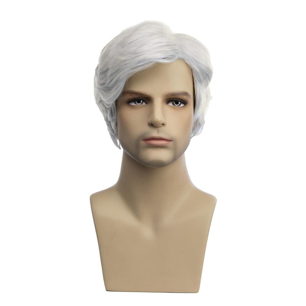 6in Men’s Short Brown Black Straight Wig Full Heat Resistant Synthetic Party