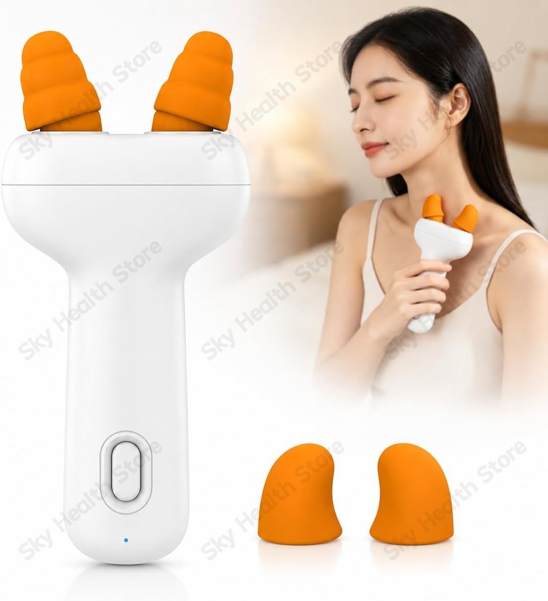 Finger-Like Kneading Mini Massager, Portable Handheld Acupressure Massager，White
