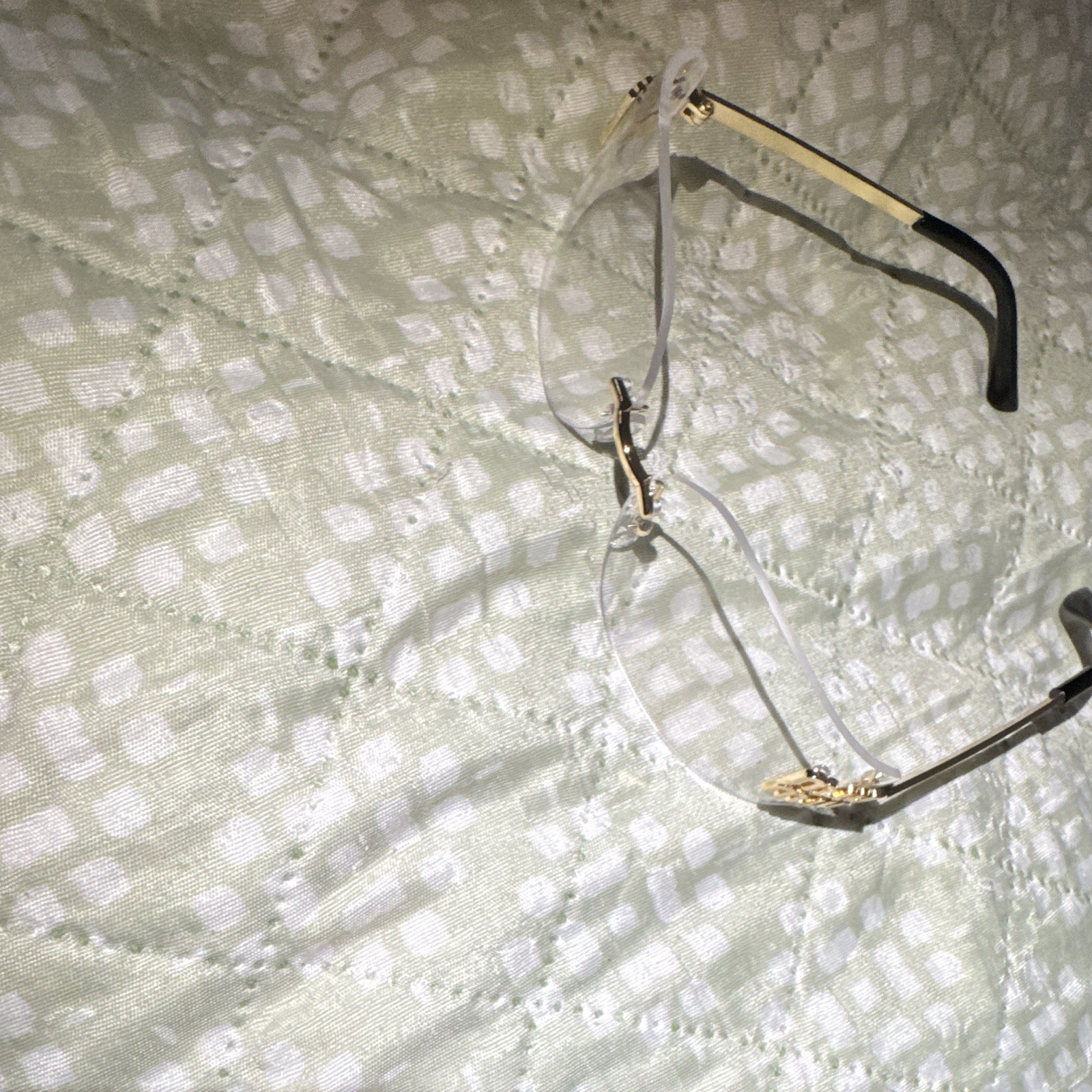 Rimless Gold Metal Eyeglasses Frames, Unisex Adults, Solid Pattern