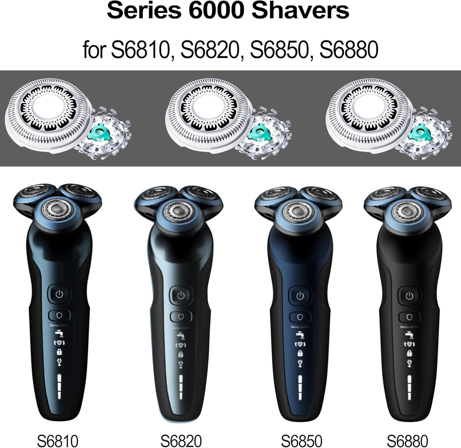 SH60/72 Replacement Shaving Heads for Philips Norelco Razors S6810-S6881