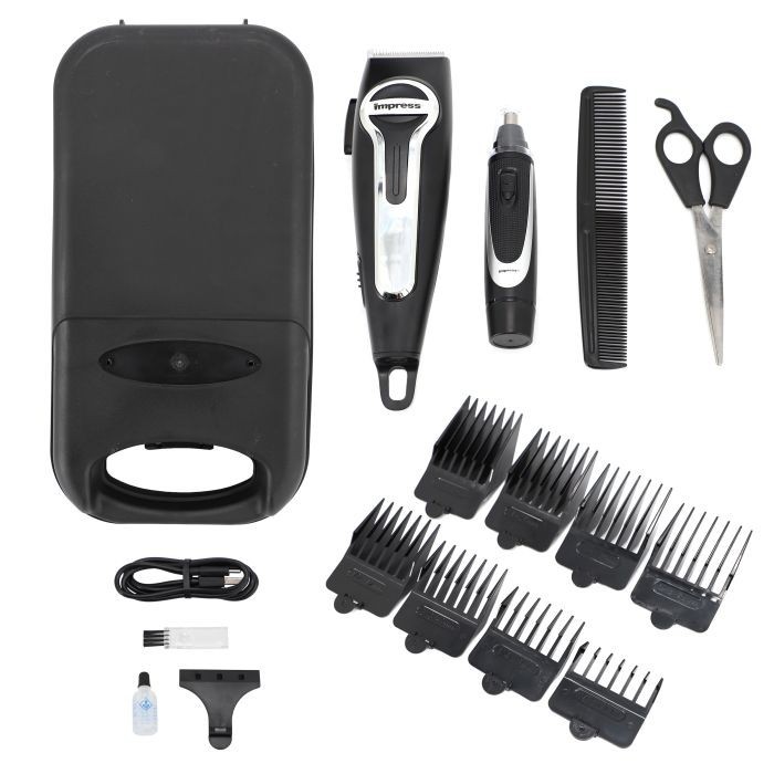 Impress 18 Piece Cordless Rechargeable Hair cutting Kit With Storage Case