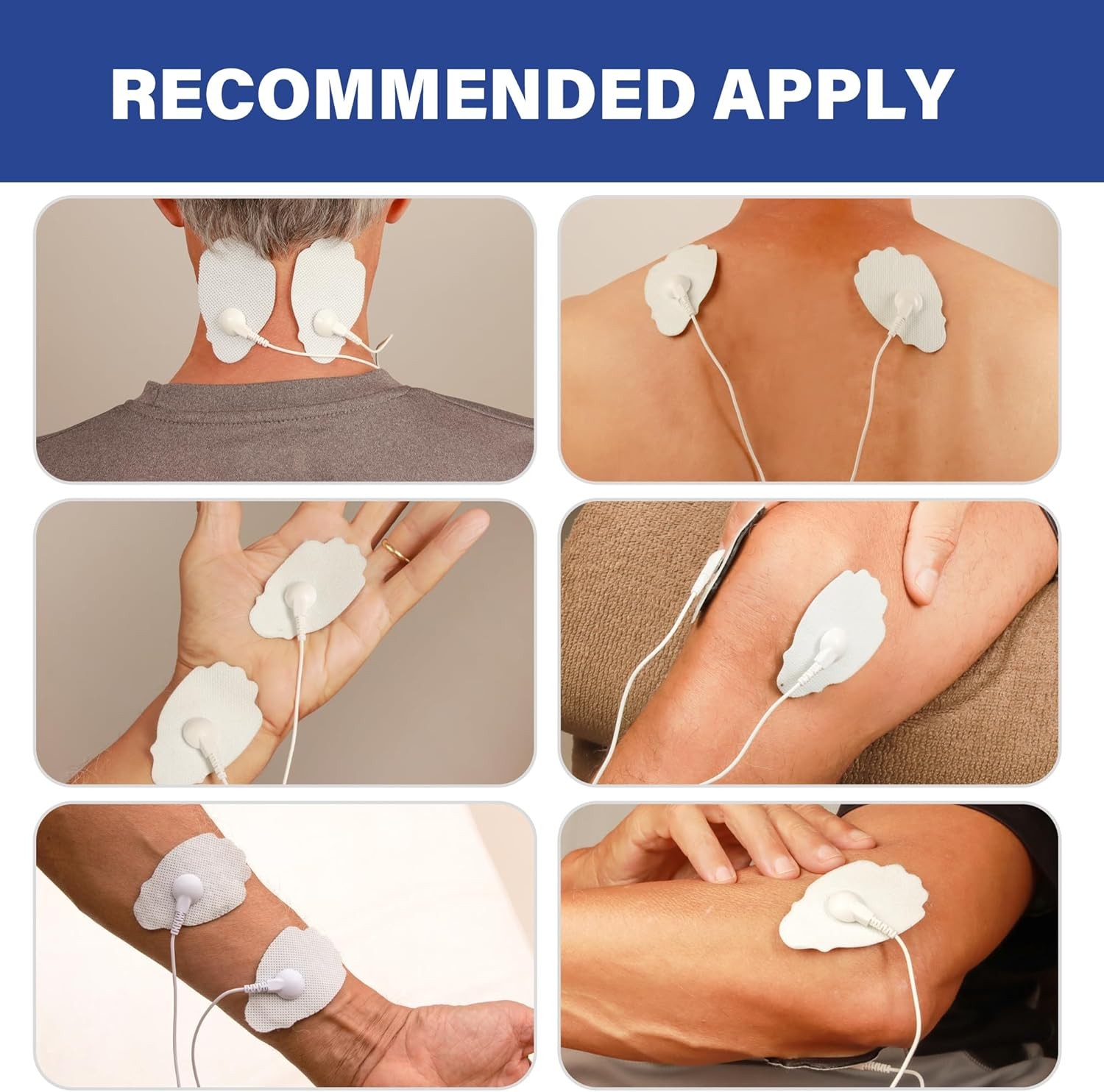 40 Pack TENS Unit Replacement Pads Snap On Self-Adhesive Electrode Pads Reusable