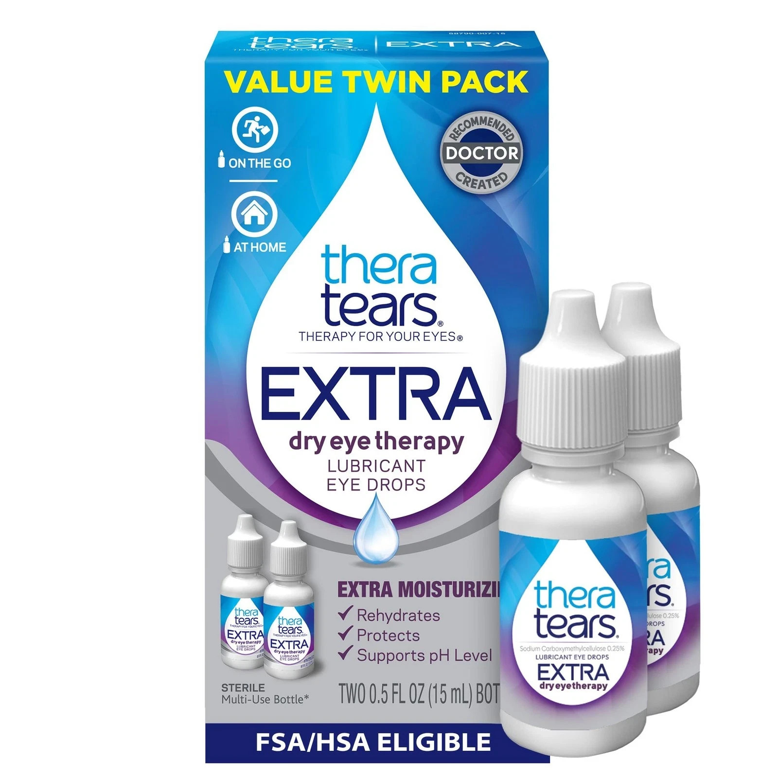 Extra Dry Eye Drops, Twin Pack, 2 Bottles x 0.5 fl oz (Pack of 1) EXP: 07/2026+