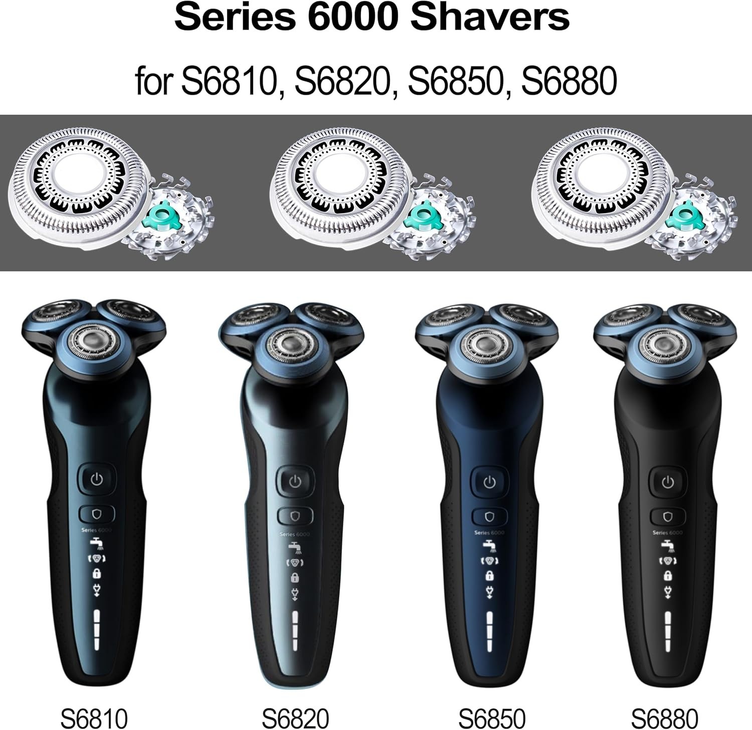 Easy-Install SH60/72 Replacement Shaving Heads for Norelco Series 6000 Razors