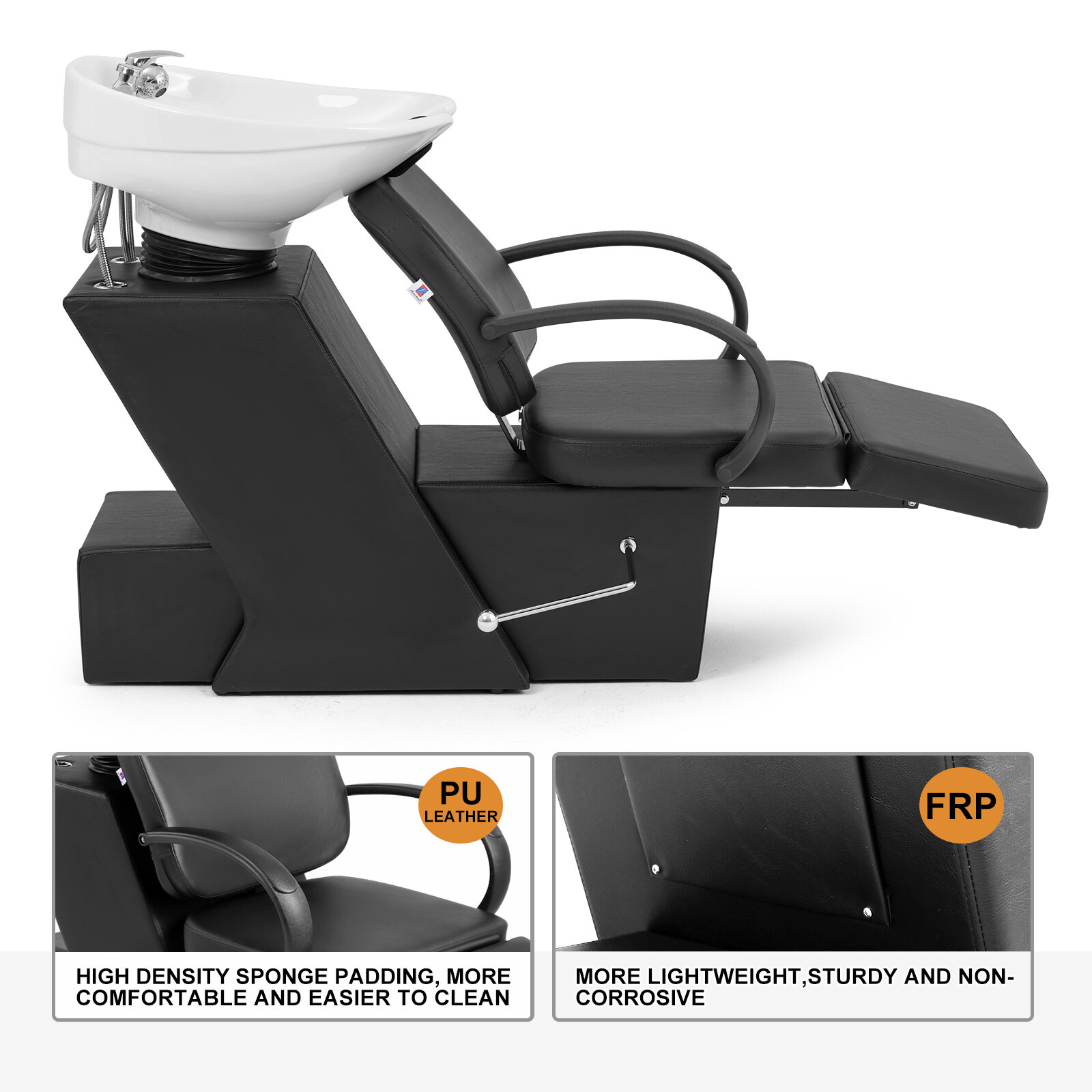 Artist Hand Backwash Units Shampoo Chair Ceramic Bowl Sink Barber Salon Station
