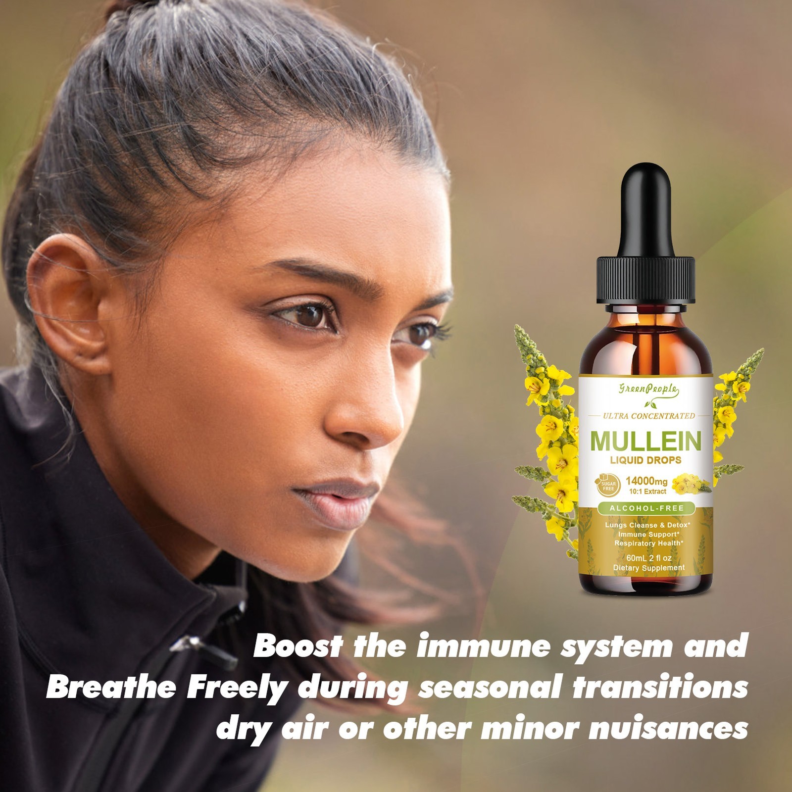 1-5Packs Mullein Drops for Lungs, Detox and Cleanse Mullein Extract Supplement