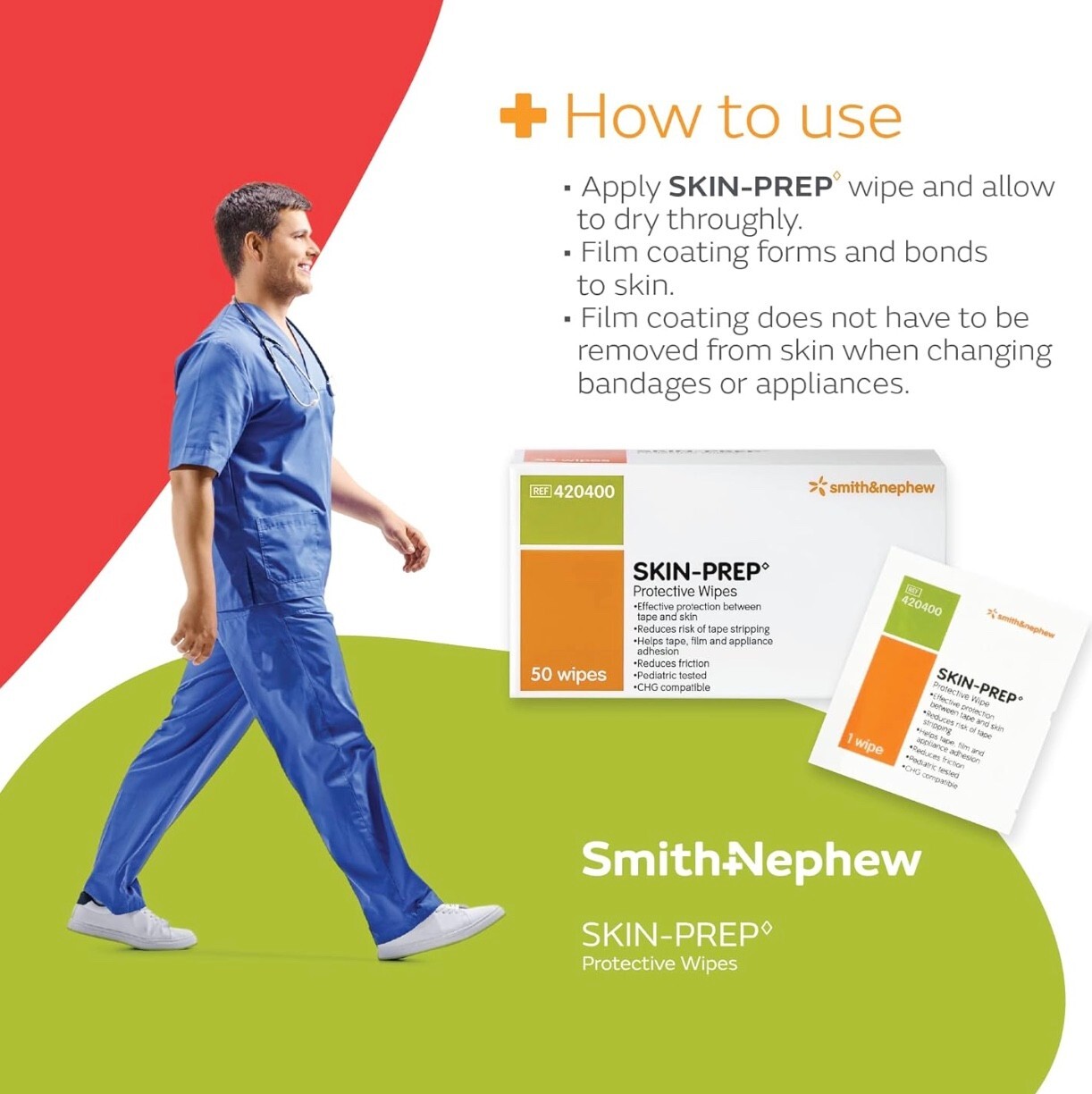 Skin-Prep Protective Wipes by Smith & Nephew, 50 Wipes per Box- Case of 20 Boxes
