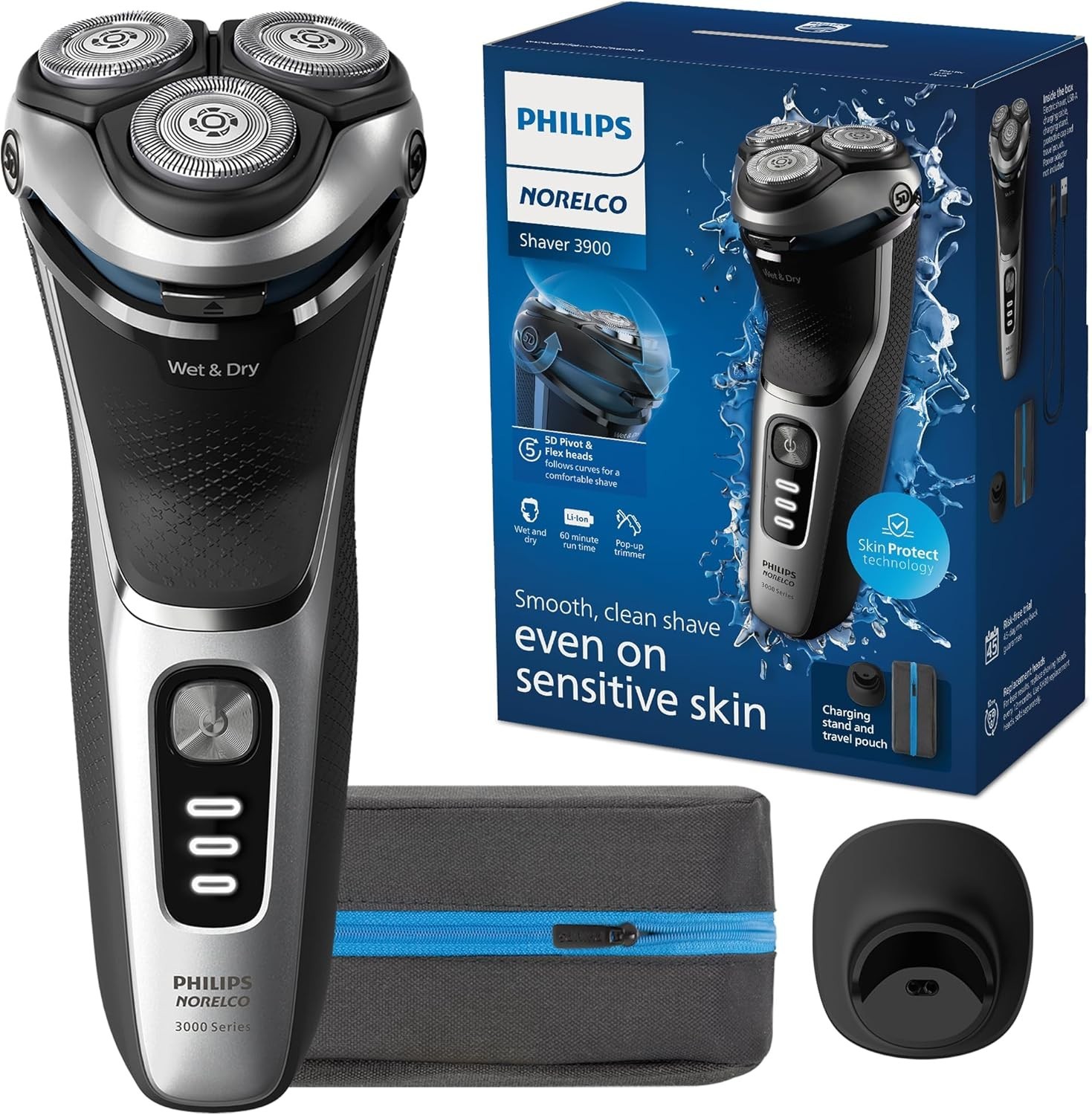 Philips Norelco Shaver 3900 Series, Wet and Dry Electric Shaver, P-Cap