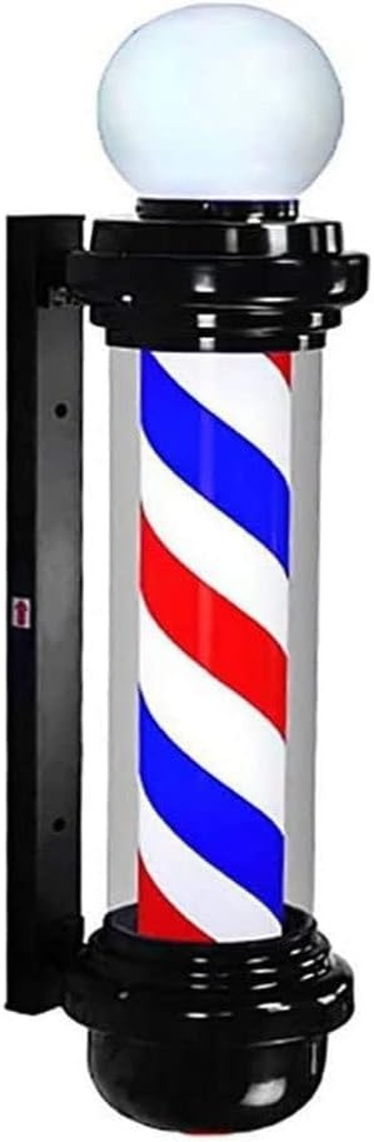 35-Inch Barber Pole Red White Blue Stripes with LED Light,Traditional Barber Pol