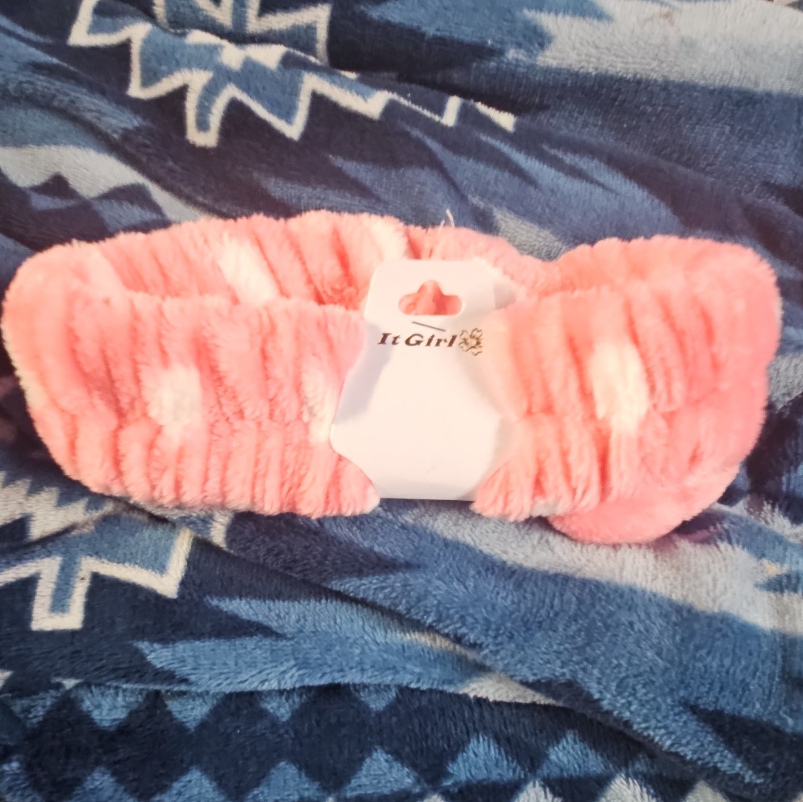 It Girl Pink & White Fabric Bow Headband Hair Accessory for Women