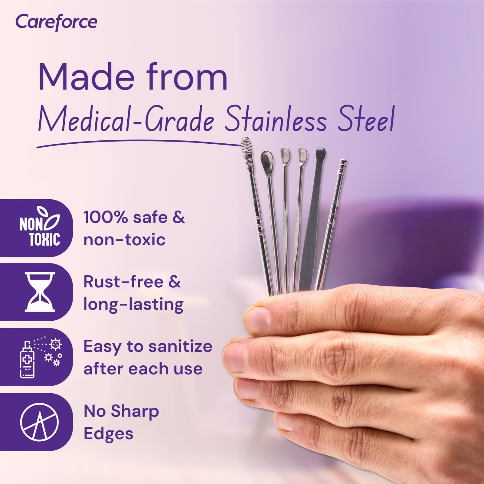 Careforce Ear Wax Cleaner Set – 6 Pcs Reusable Tool Kit with Storage Pack