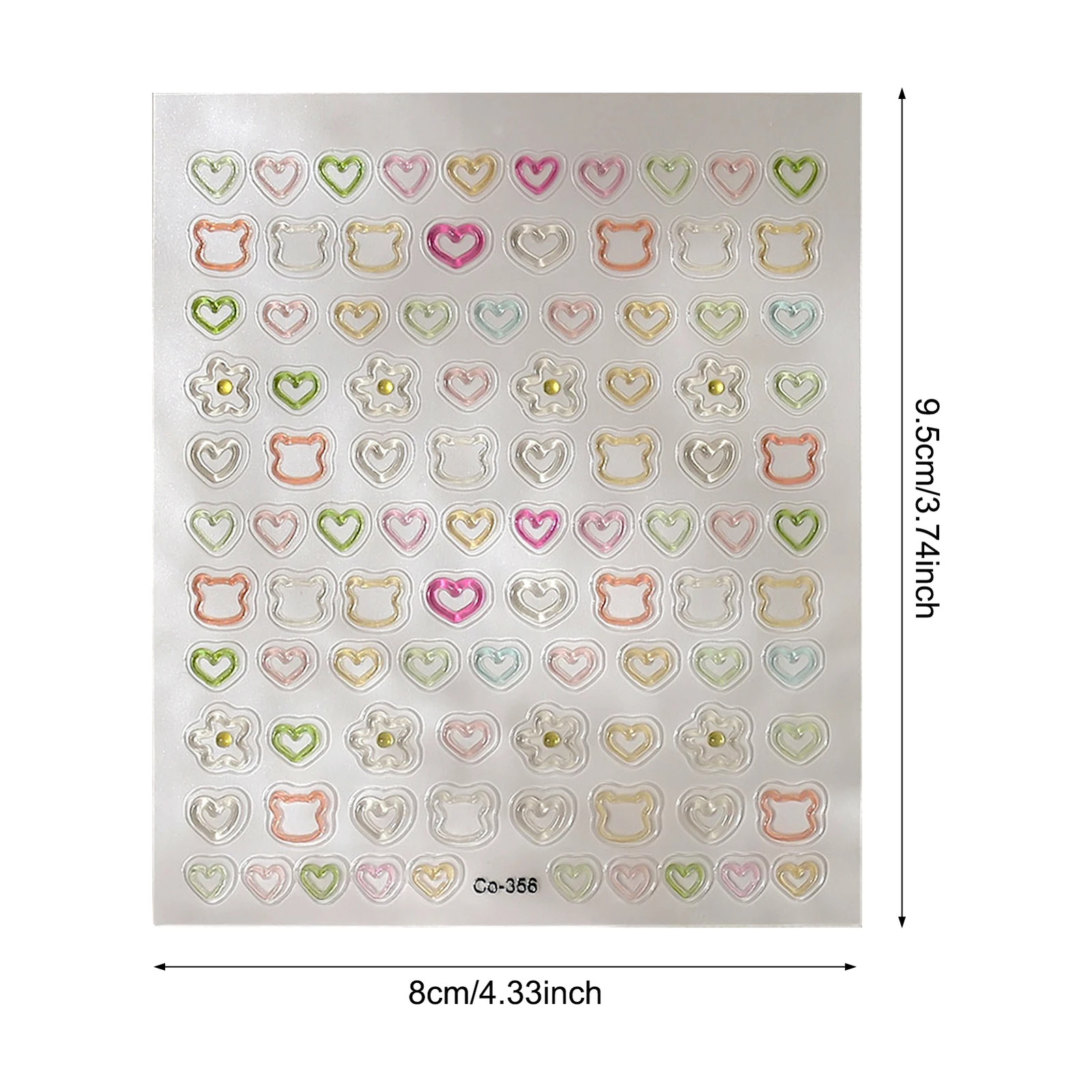 3D Embossed Nail Stickers – Cute Hollow Bear Heart Flower Decals Self-Adhesive