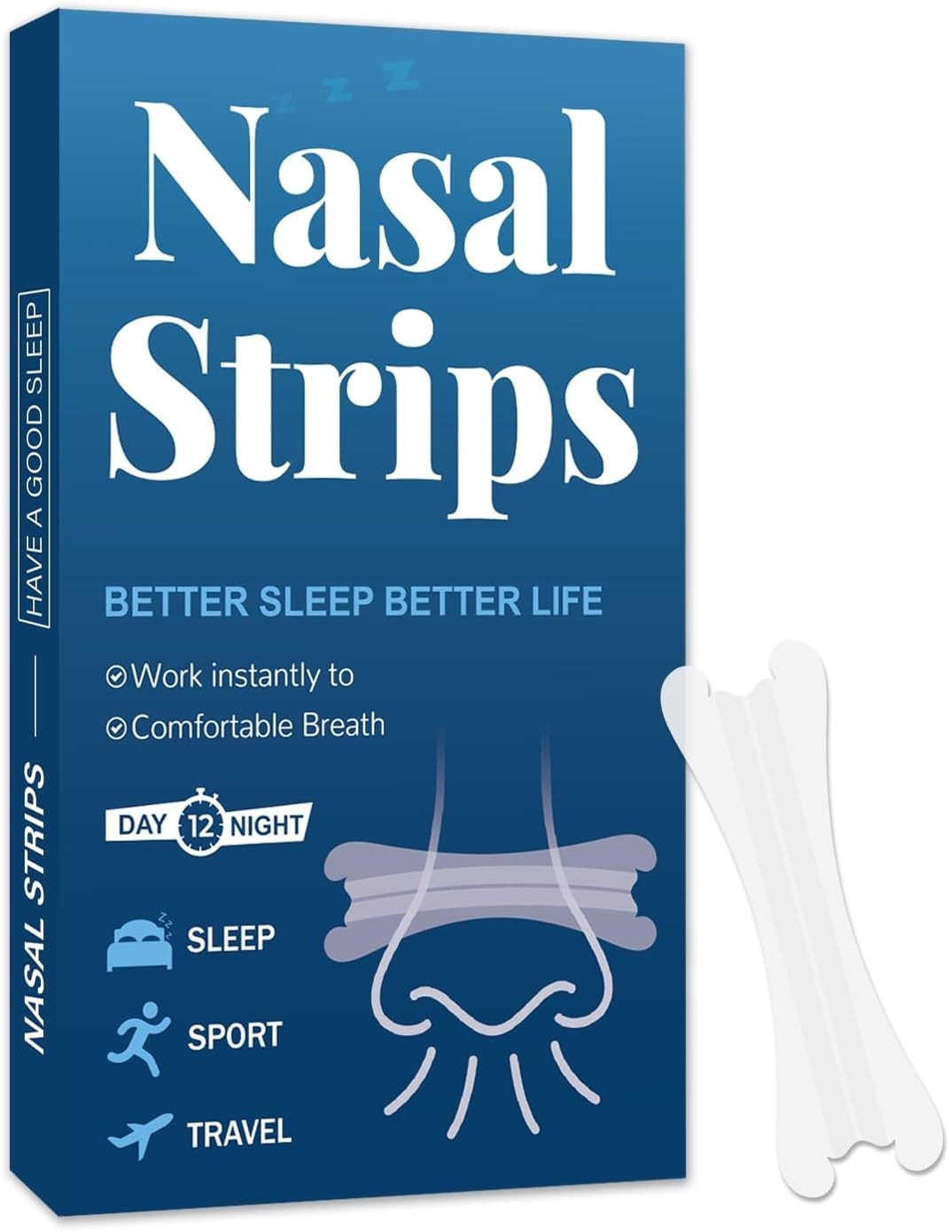 Transparent Nasal Strips for Sleep Better Breathing Snoring Relief (66mmx19mm)