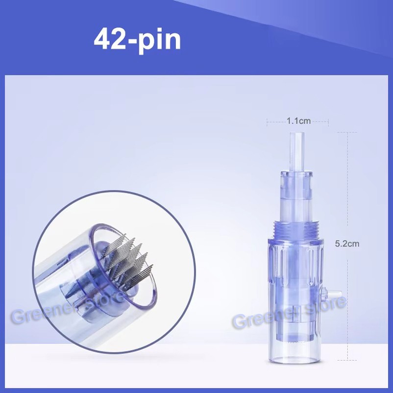 Micro Pen Mesotherapy & 10Pcs 42Pin Replacement Needle Cartridges Tips Face Care