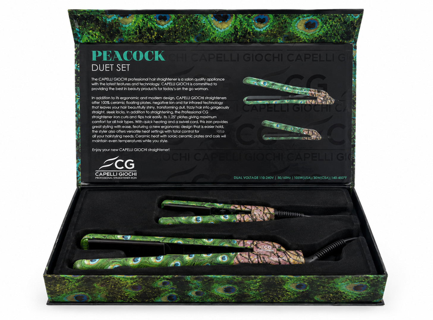 Capelli Giochi Peacock Duet Set Professional Straightener Iron Set