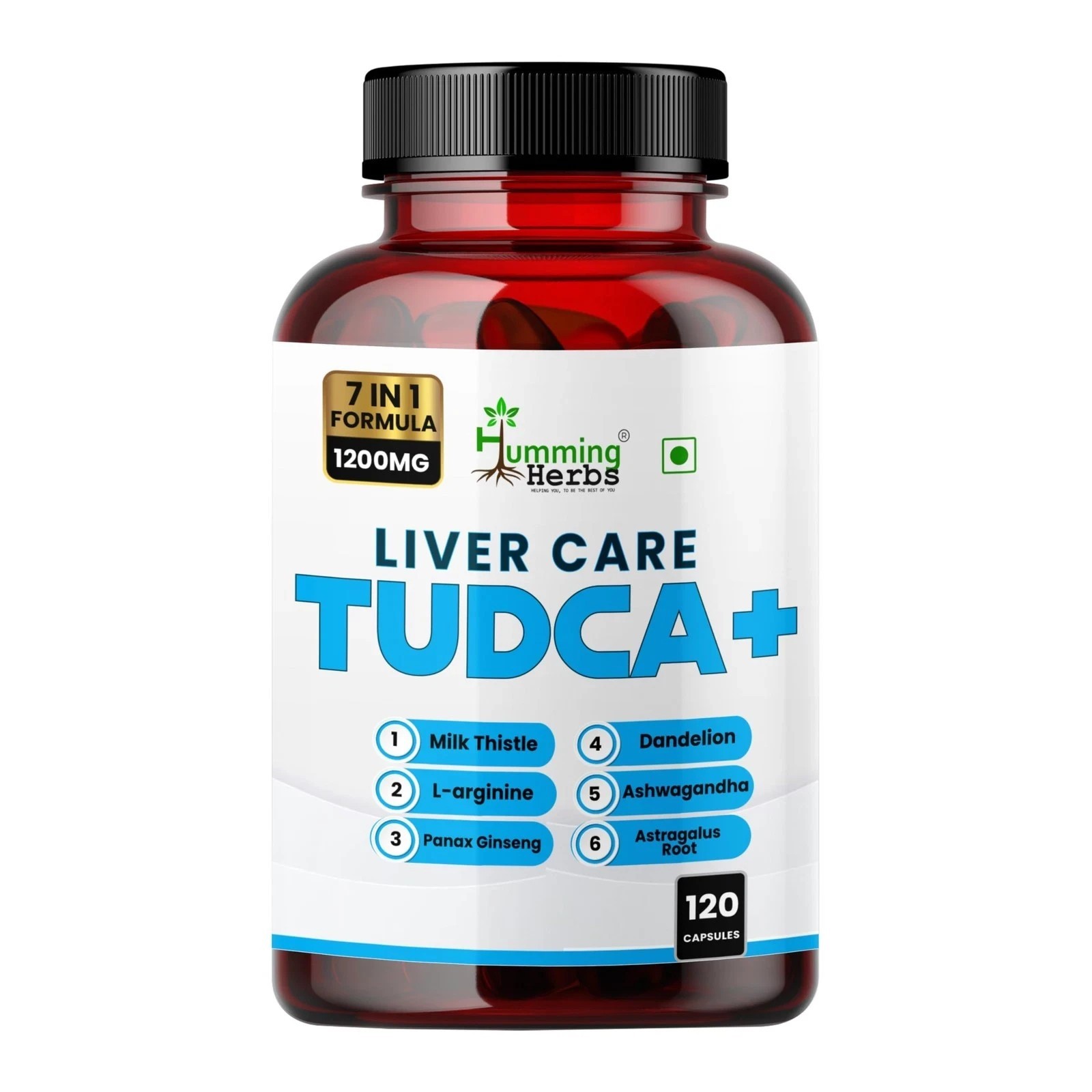 Humming Herbs Liver Care TUDCA+ 120 Caps Milk Thistle Ginseng Detox Support