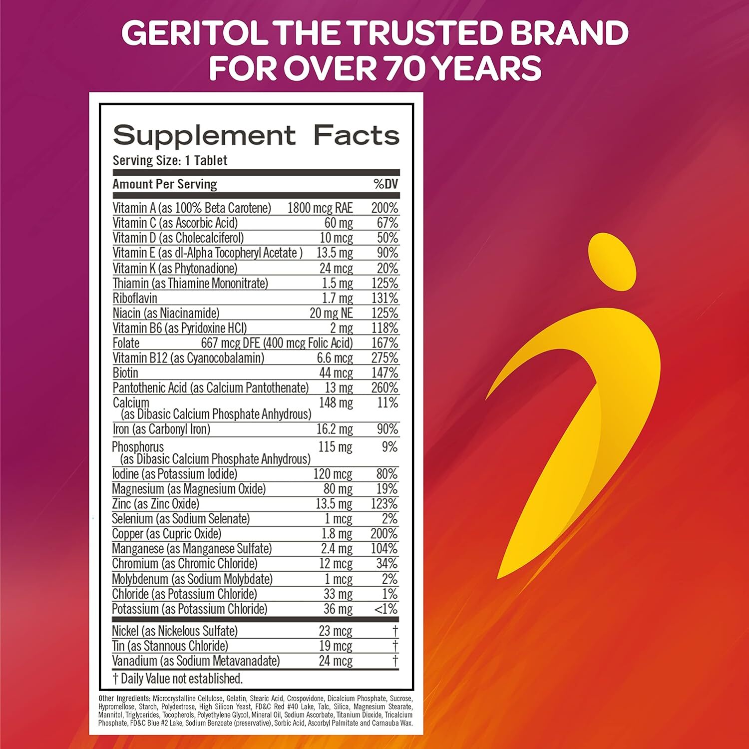 Geritol Multivitamin Supplement Contains B-Vitamins, Antioxidants, Iron 40ct