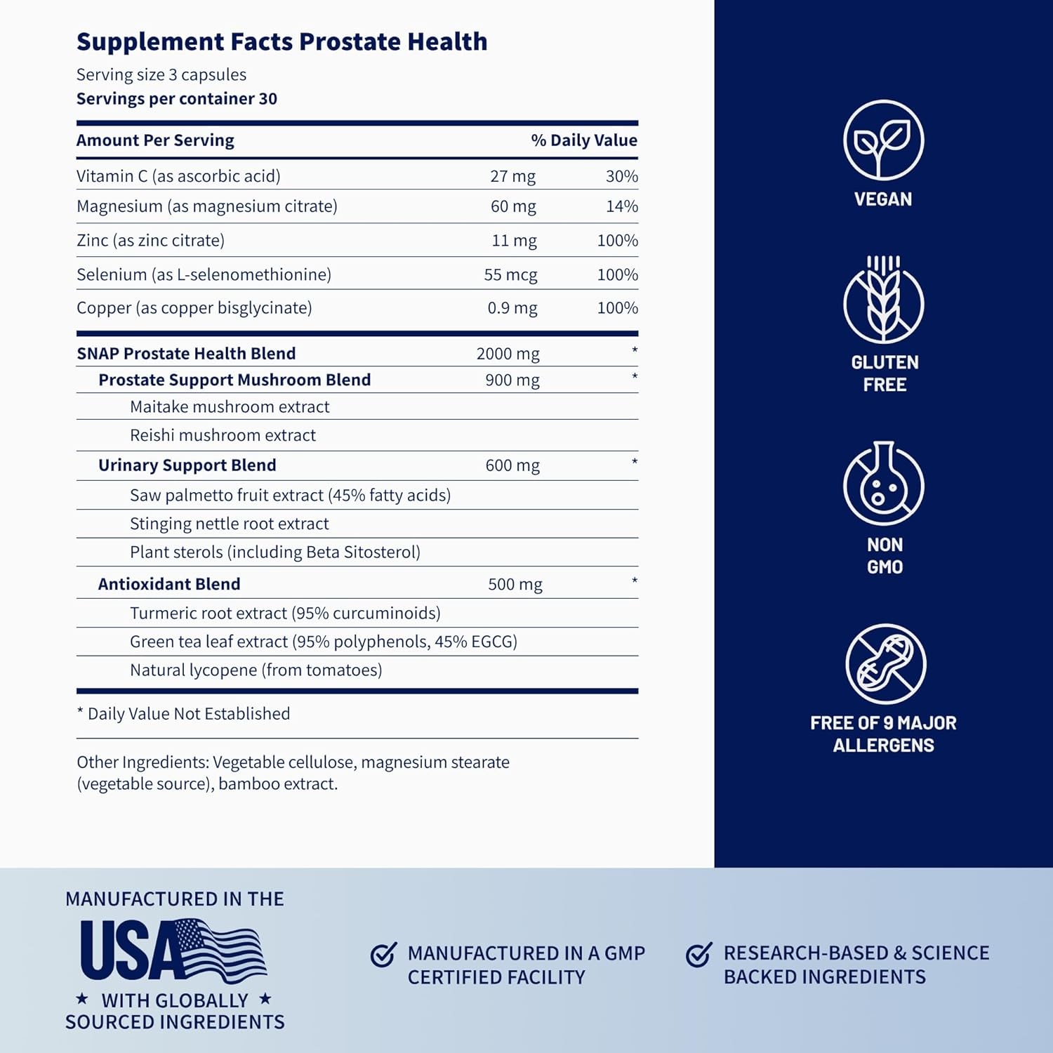 Snap Supplements Prostate Health Supplement w/Saw Palmetto for Men,DHT Blocker
