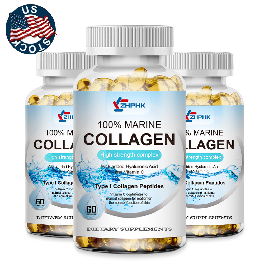 (3 Pack) Marine Collagen 1300mg Hyaluronic Acid,Vitamin C,Skin Health Supplement