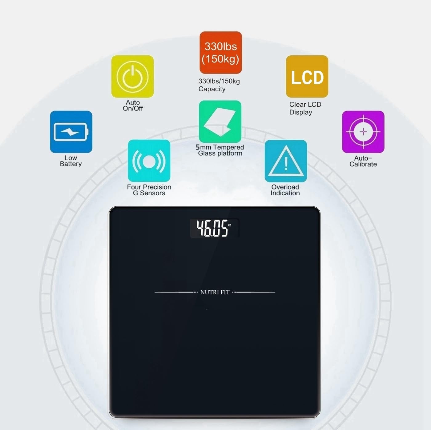 Scale for Body Weight, Digital Bathroom Scale with Backlit LED Display, Highly A