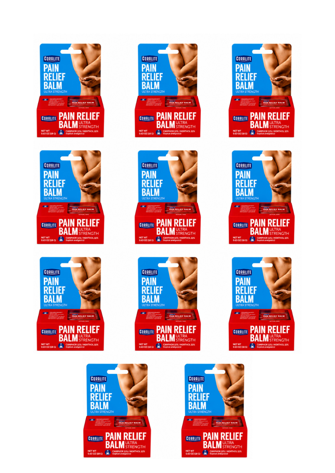 Coralite Pain Relief Balm Ultra Strength 11 Pack 0.63 oz Muscle Joint Relief