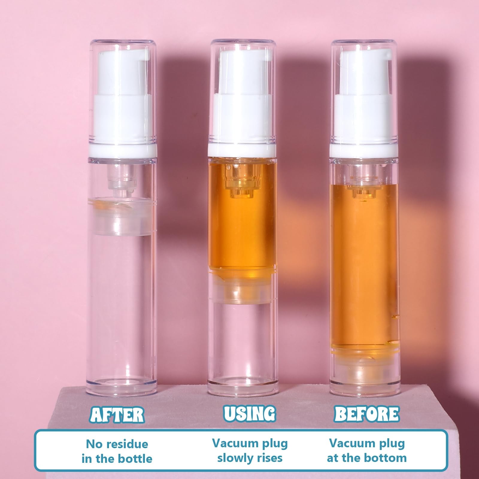 4 Pcs Empty Airless Pump Bottles, Refillable Clear Travel Pump Bottle Lotion …