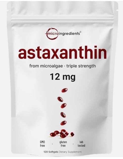 12mg Astaxanthin 120 Softgels Antioxidant Fresh Microalgae Eye Joint Skin Health