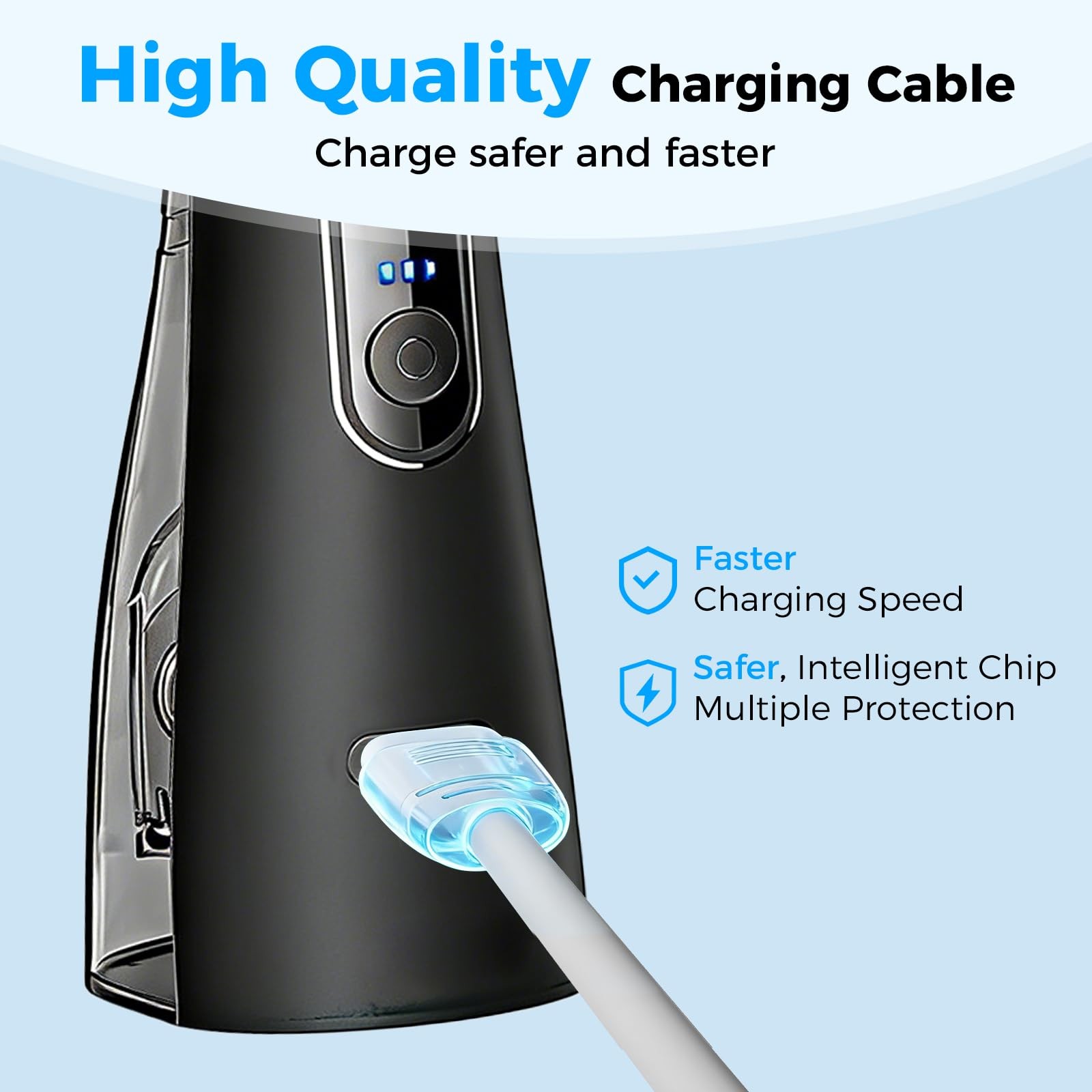2 Pack USB Charging Cable for Rechargeable Water Flosser Oral Irrigator White