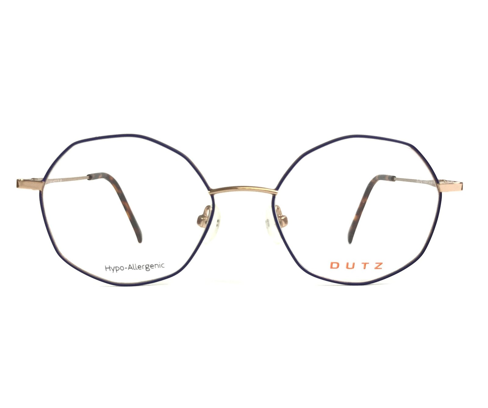 Dutz Eyeglasses Frames DK192 Col 45 Blue Matte Gold Tortoise Octagonal 46-18-130