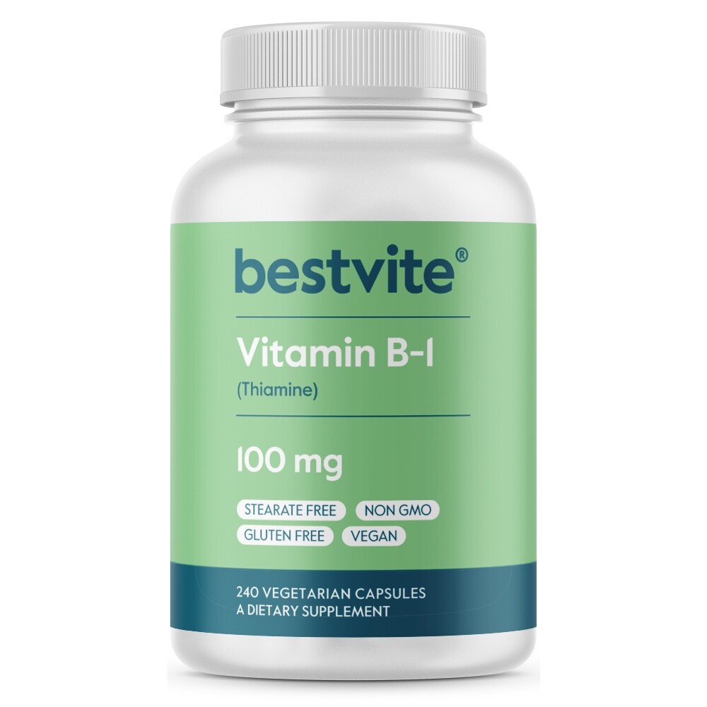 Vitamin B-1 (Thiamine) 100mg (240 Vegetarian Capsules) – Vegan-Gluten Free