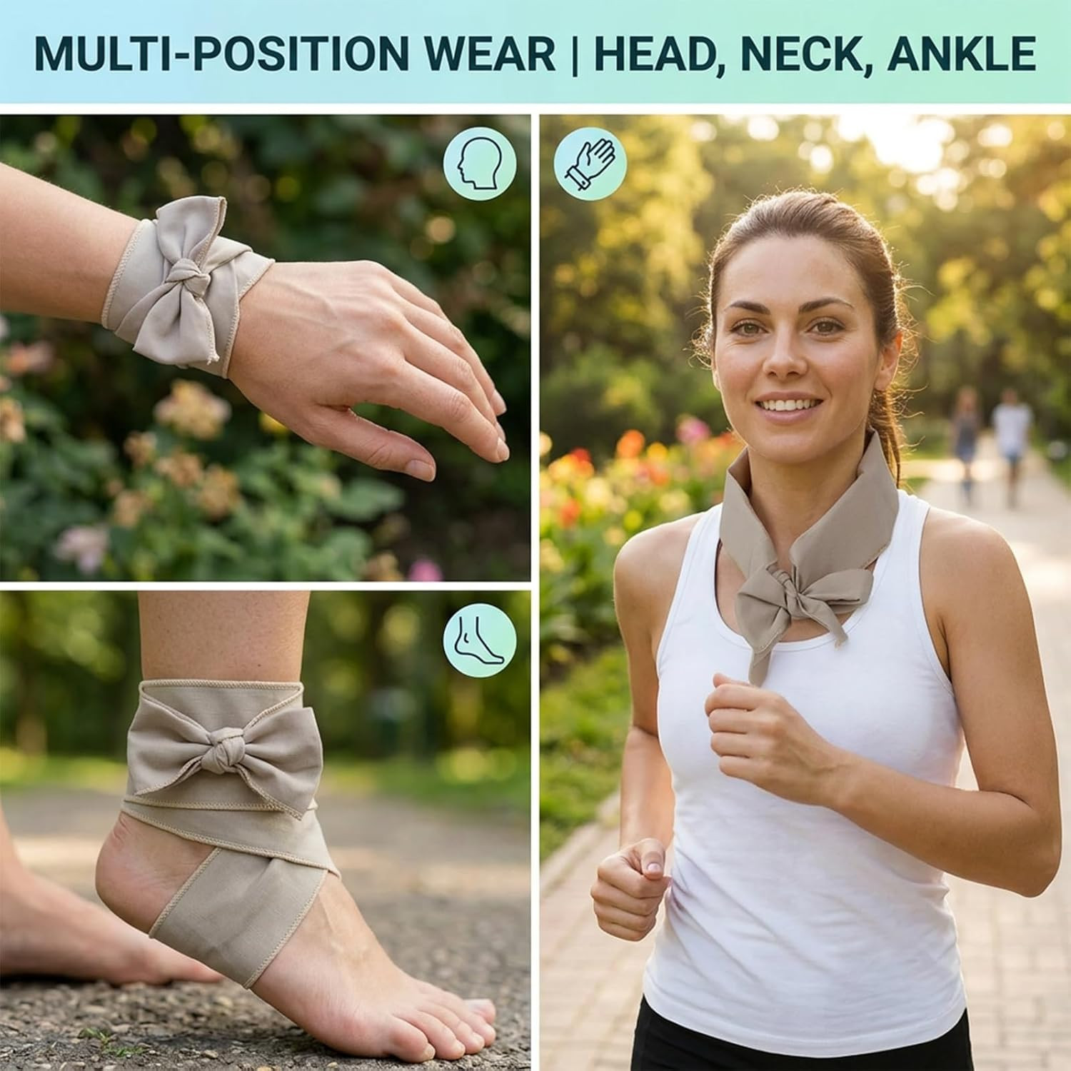 Reusable Cooling Neck Scarf with Ice Packs, Adjustable Cold Neck Wrap for Summer