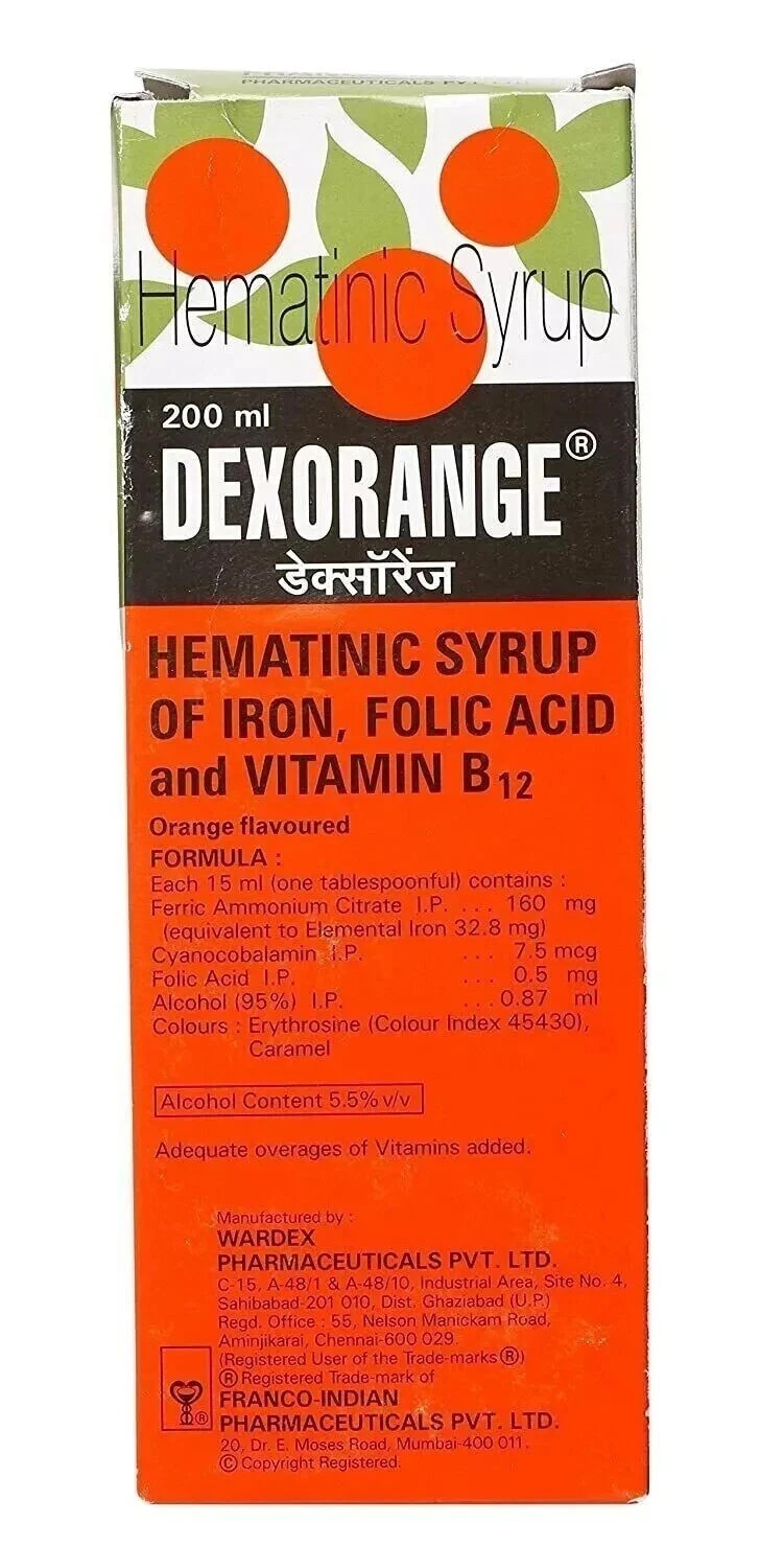 Dexorange Syrup (200ml) Multivitamin Syrup 100% Safe (Orange Flavored).