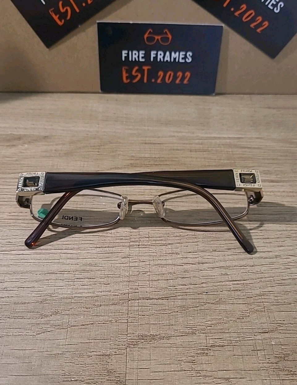 FENDI F895R 210 Brown Full Rim Eyeglasses Frames w. Brown Gem (Rare) 51-18-135