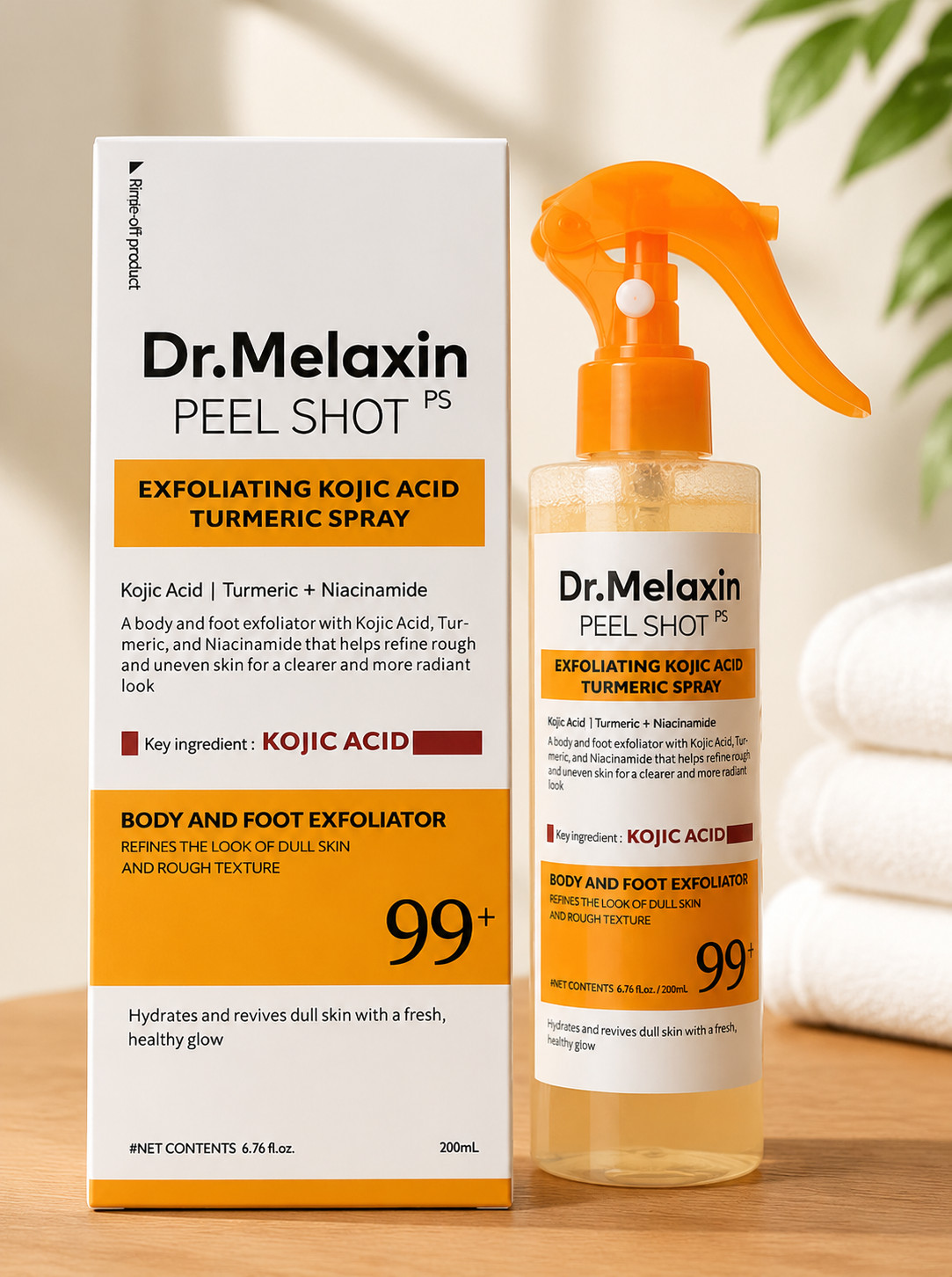Dr. Melaxin Peel Shot PS Exfoliating Kojic Acid Turmeric Spray Body Foot 200ml