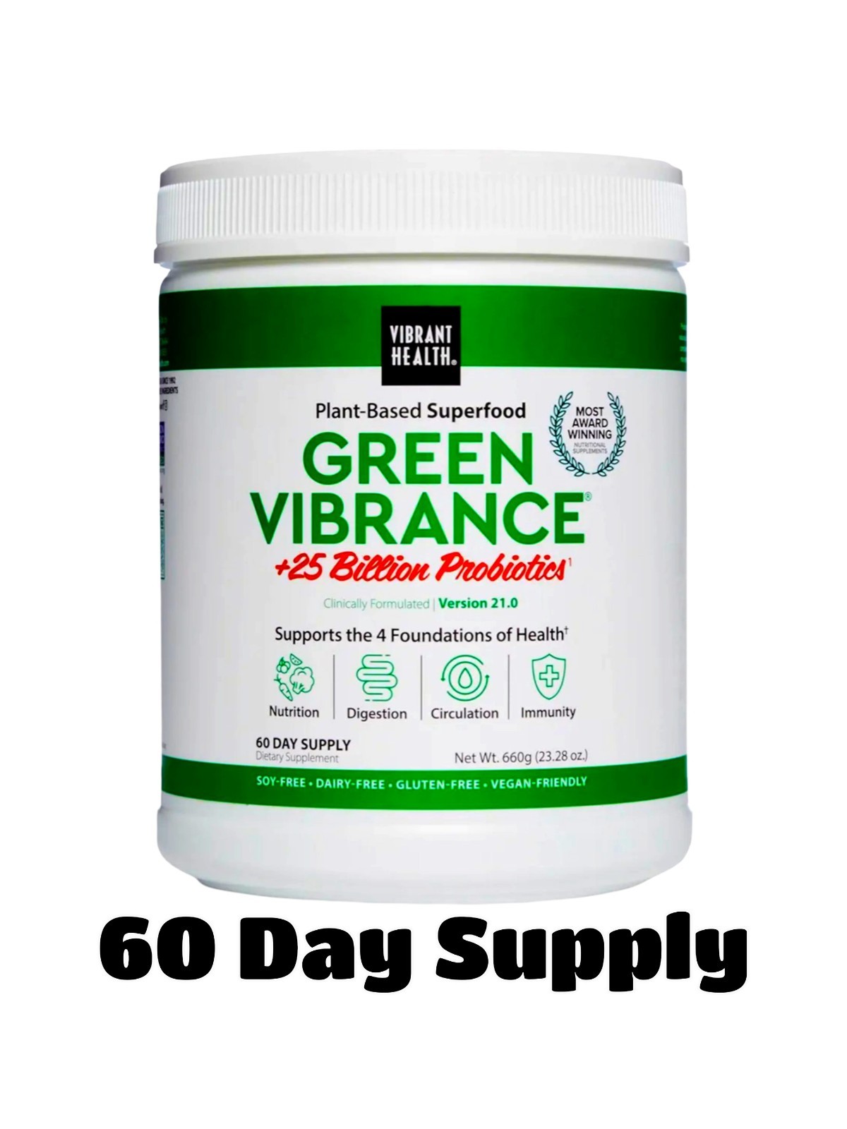 1- Vibrant Health Green Vibrance 60 Servings Powder 660g 23.28 oz