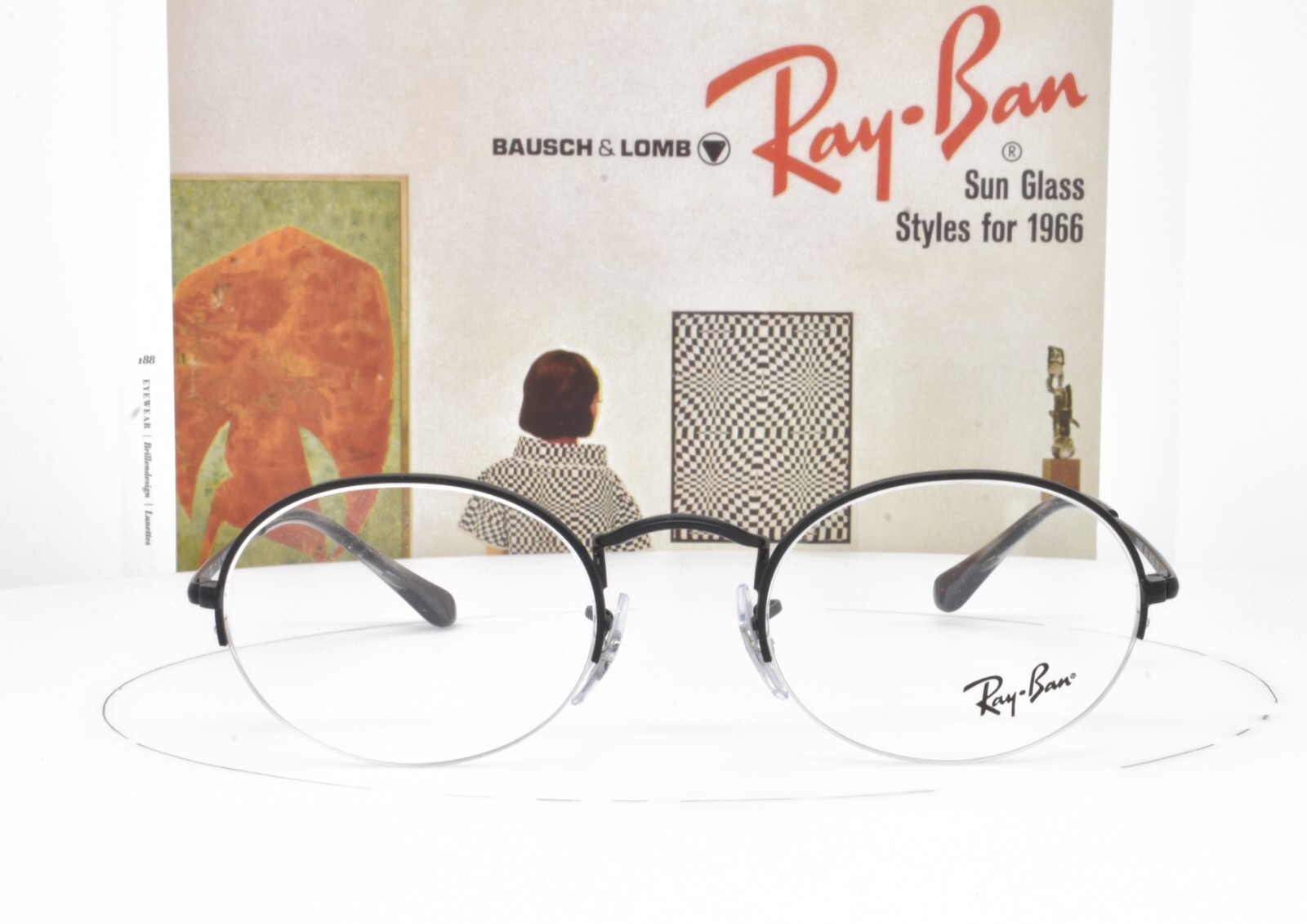 Ray-Ban Eyeglasses Matte Black Half Rim Round Oval 49-22-145 6547 2503