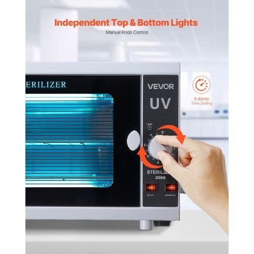 VEVOR 208B Nail Tool Cleaning Machine 12L UV Cabinet White