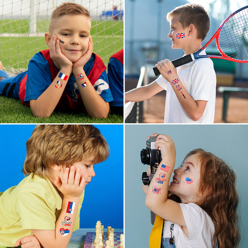 World Cup Tattoo National Flags Temporary Tattoos Football Soccer Body Art US