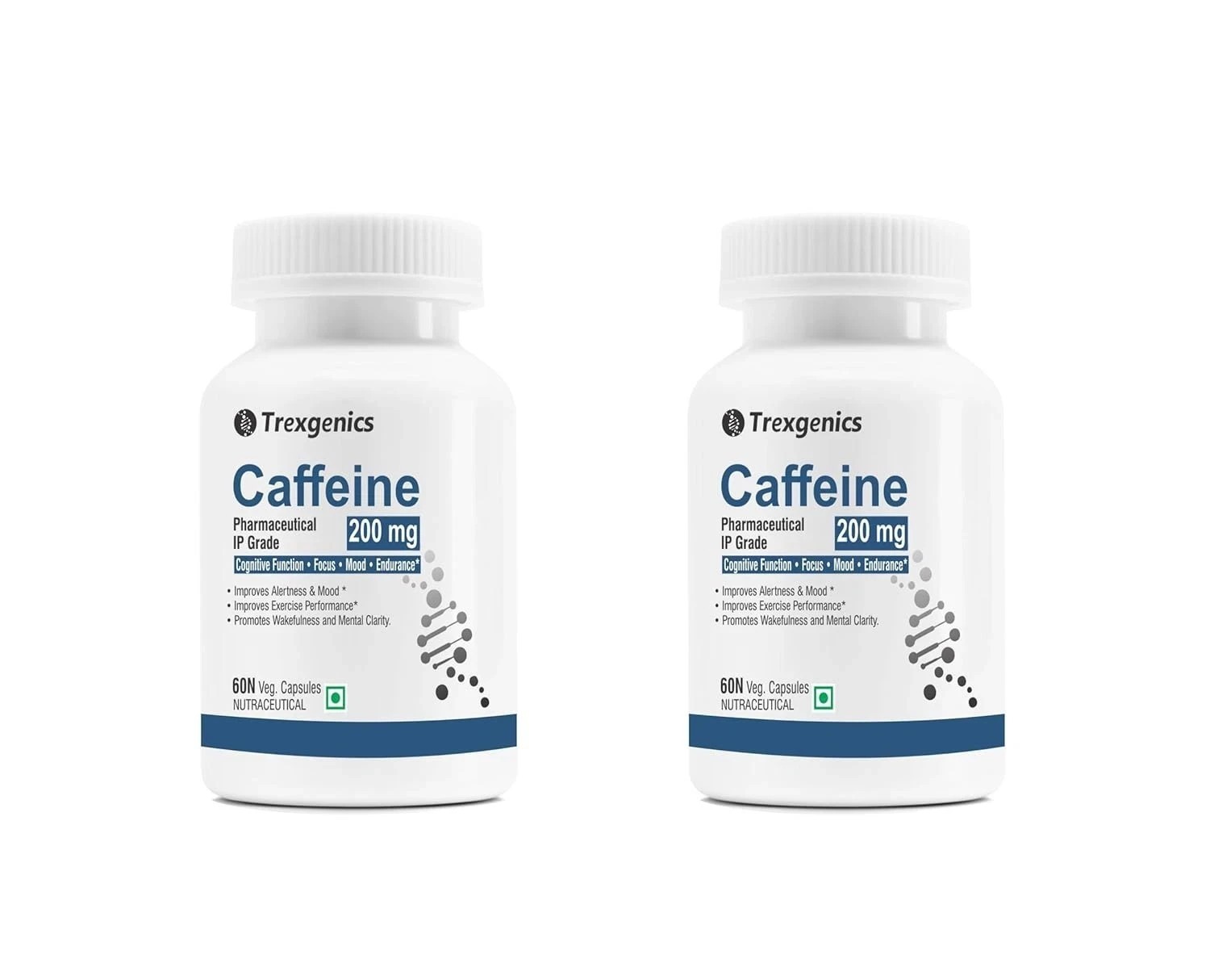 Trexgenics CAFFEINE 200 mg Pharmaceutical Grade Cognitive Function – 60 x 2 Pack