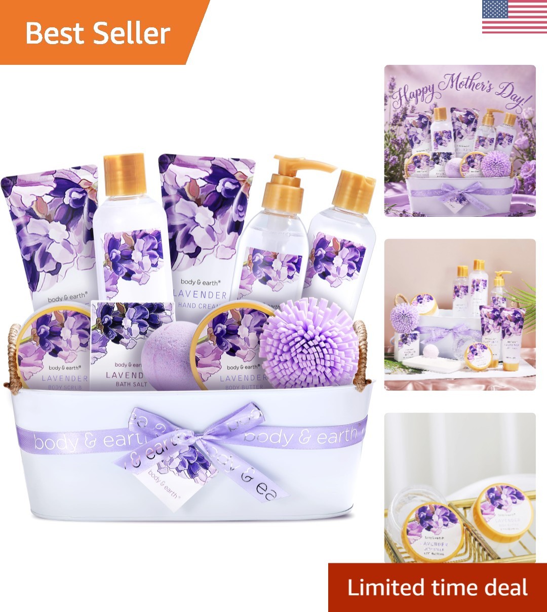 Ultimate Lavender Spa Gift Set – 11 Organic Bath Essentials in Elegant Basket
