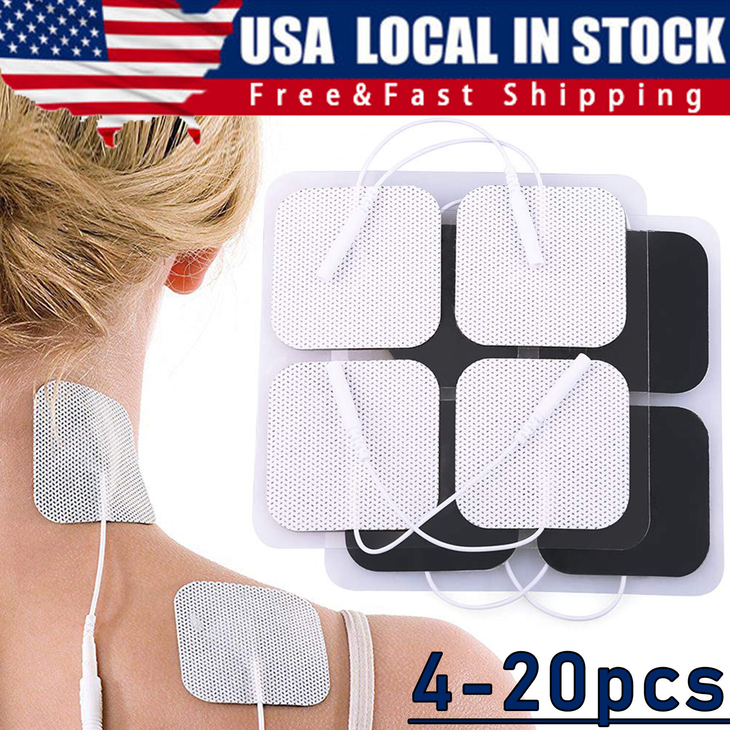 40 TENS Electrode Pads EMS Replacement Unit 7000 3000 2×2 Muscle Stimulator BULK